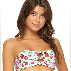 PILYQ brand swim wear. Cherry Print bandeau top. Never worn!
